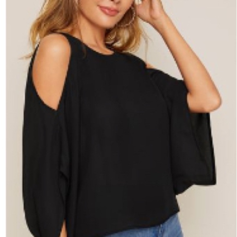 Elegant Black Women's Cold Shoulder Top